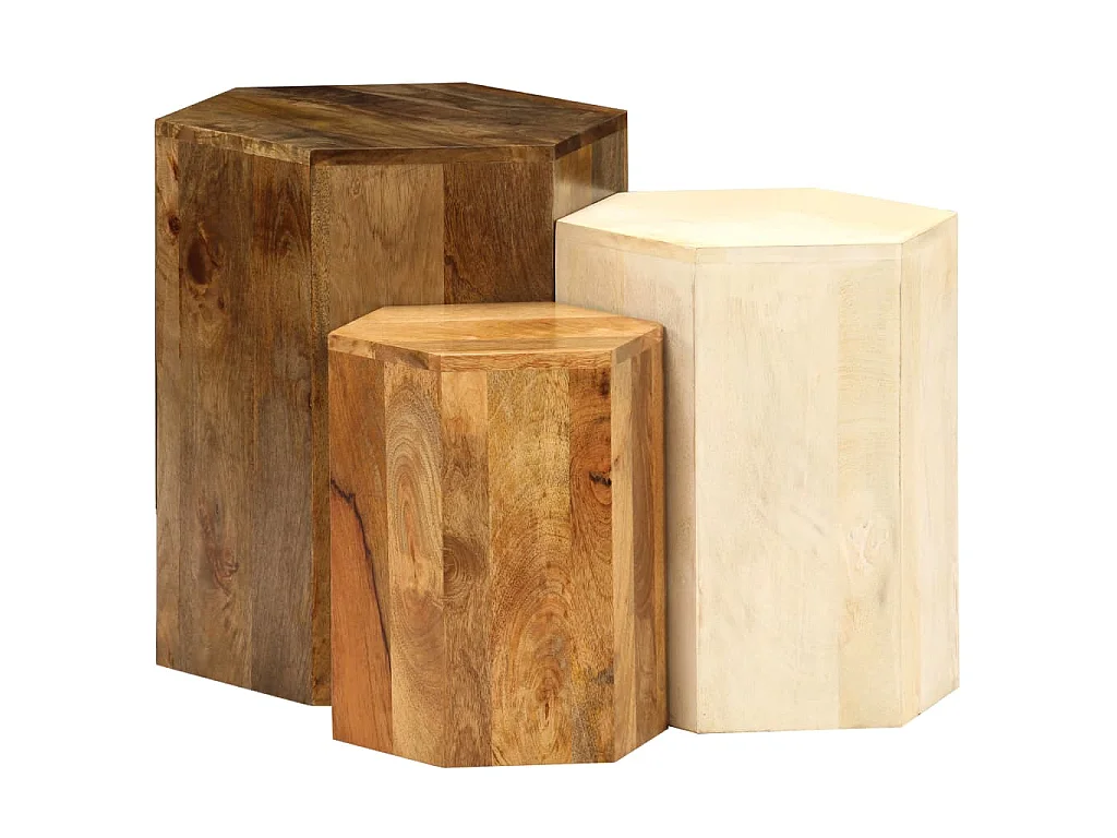 Ensemble de table basse 3 pcs Bois de manguier massif
