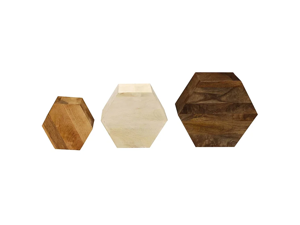 Ensemble de table basse 3 pcs Bois de manguier massif