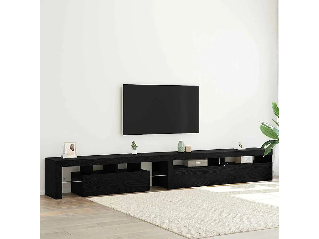 TV-kast 3 pcs Zwart Eiken 260 x 37 x 40 cm Bewerkt hout
