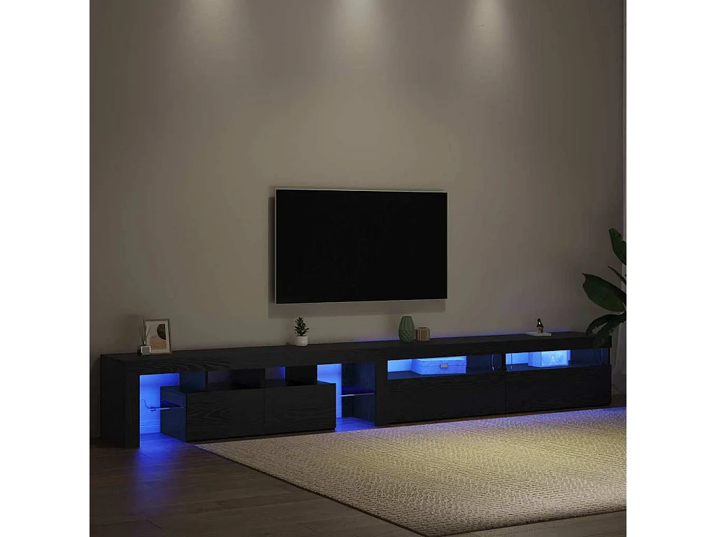 TV-kast 3 pcs Zwart Eiken 260 x 37 x 40 cm Bewerkt hout