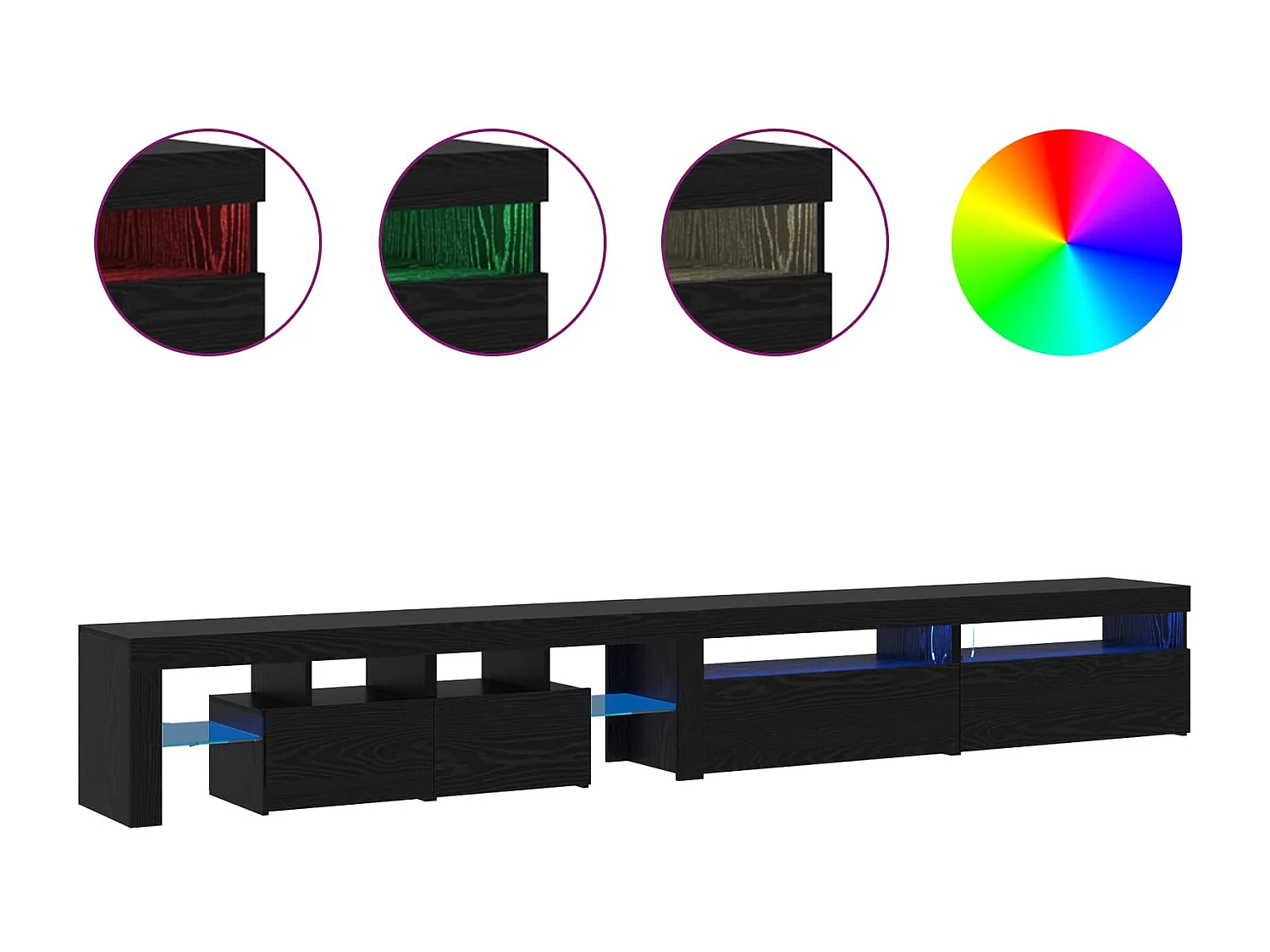 Meuble TV 3 pcs Chêne noir 260 x 37 x 40 cm Bois d'ingénierie