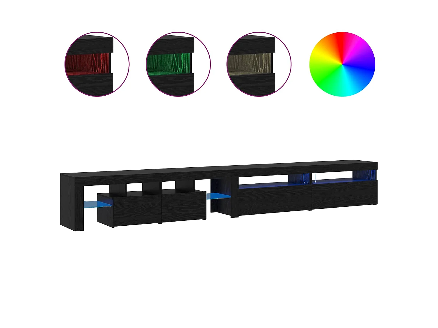 Meuble TV 3 pcs Chêne noir 290 x 36,5 x 40 cm Bois d'ingénierie