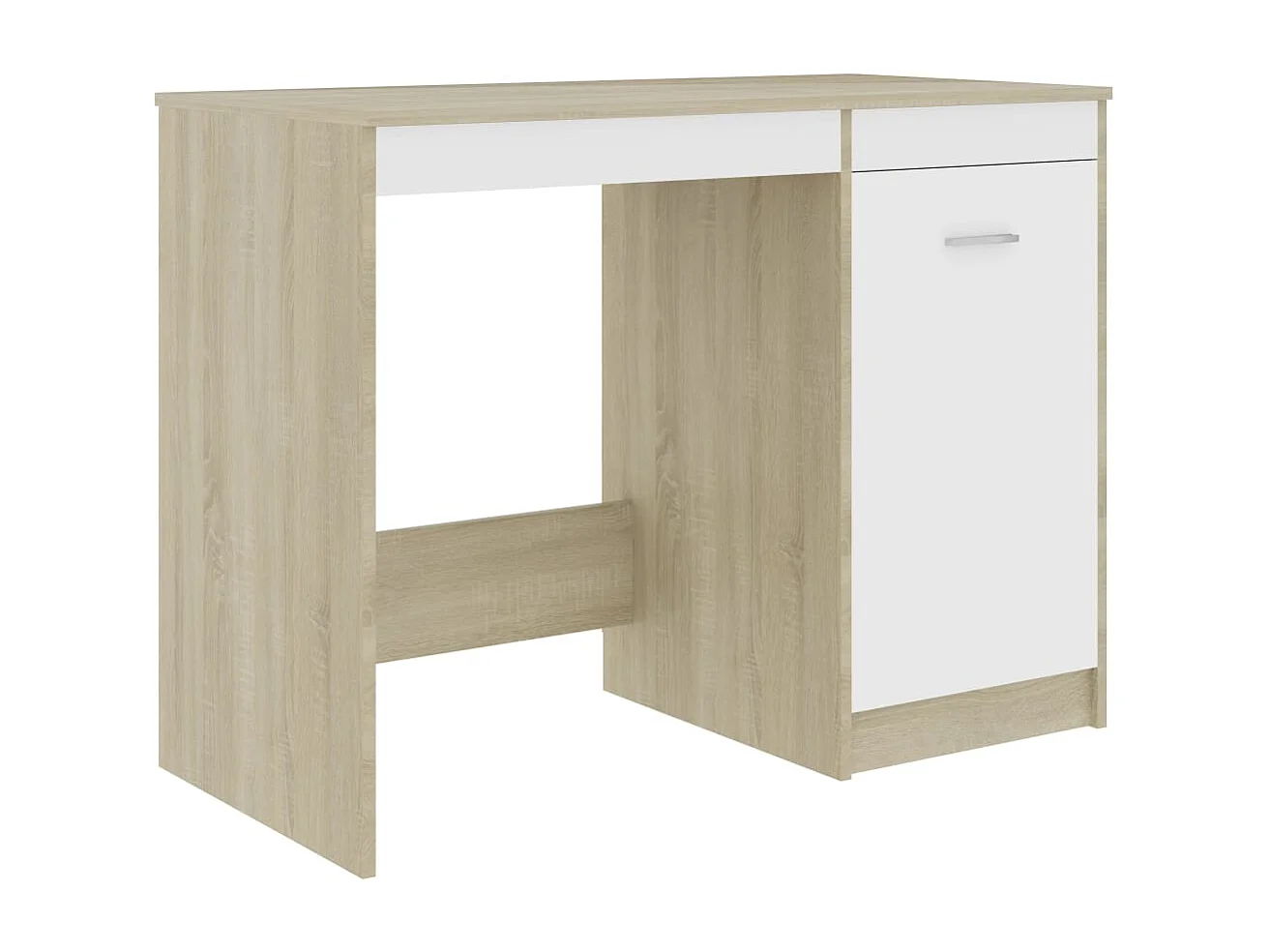 Bureau Blanc et chêne sonoma 100x50x76 cm Aggloméré
