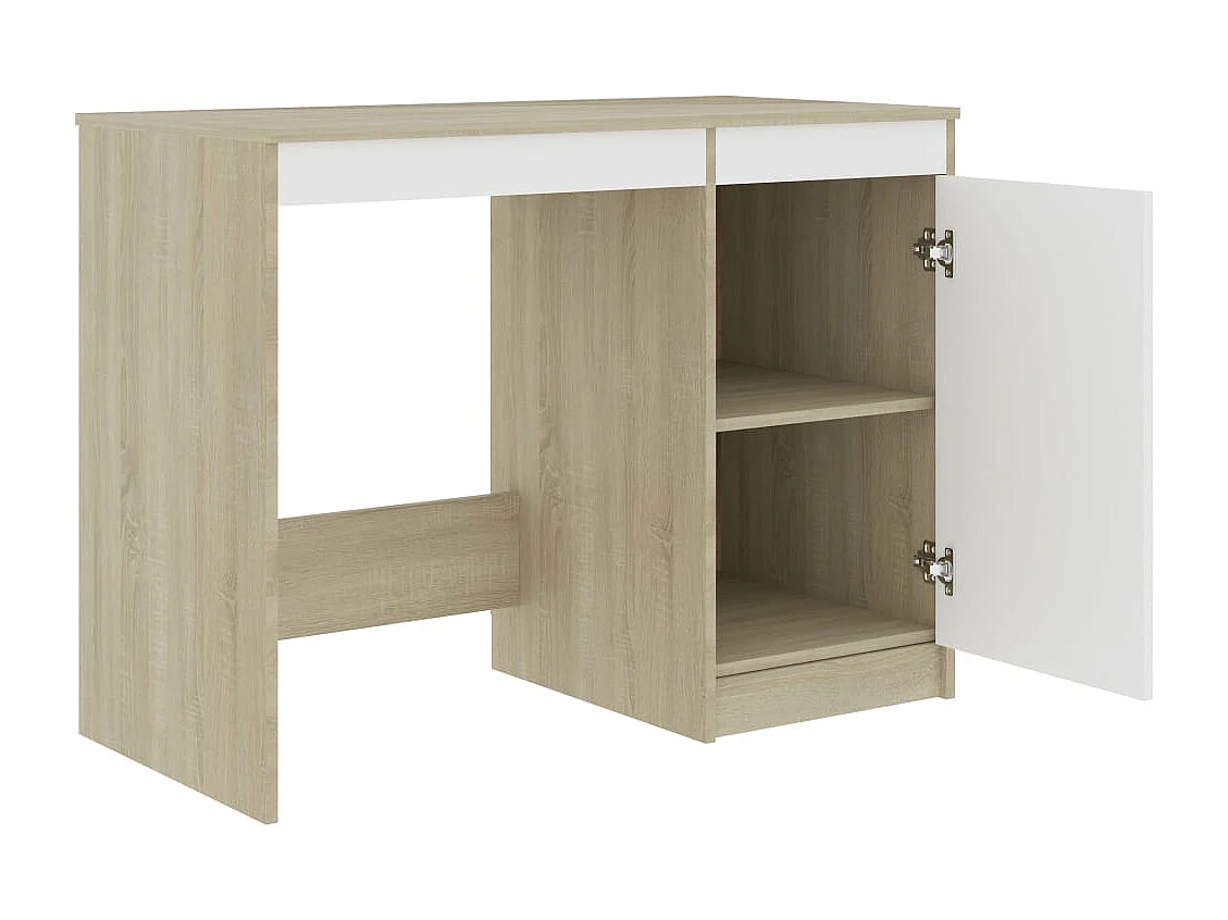 Bureau Blanc et chêne sonoma 100x50x76 cm Aggloméré