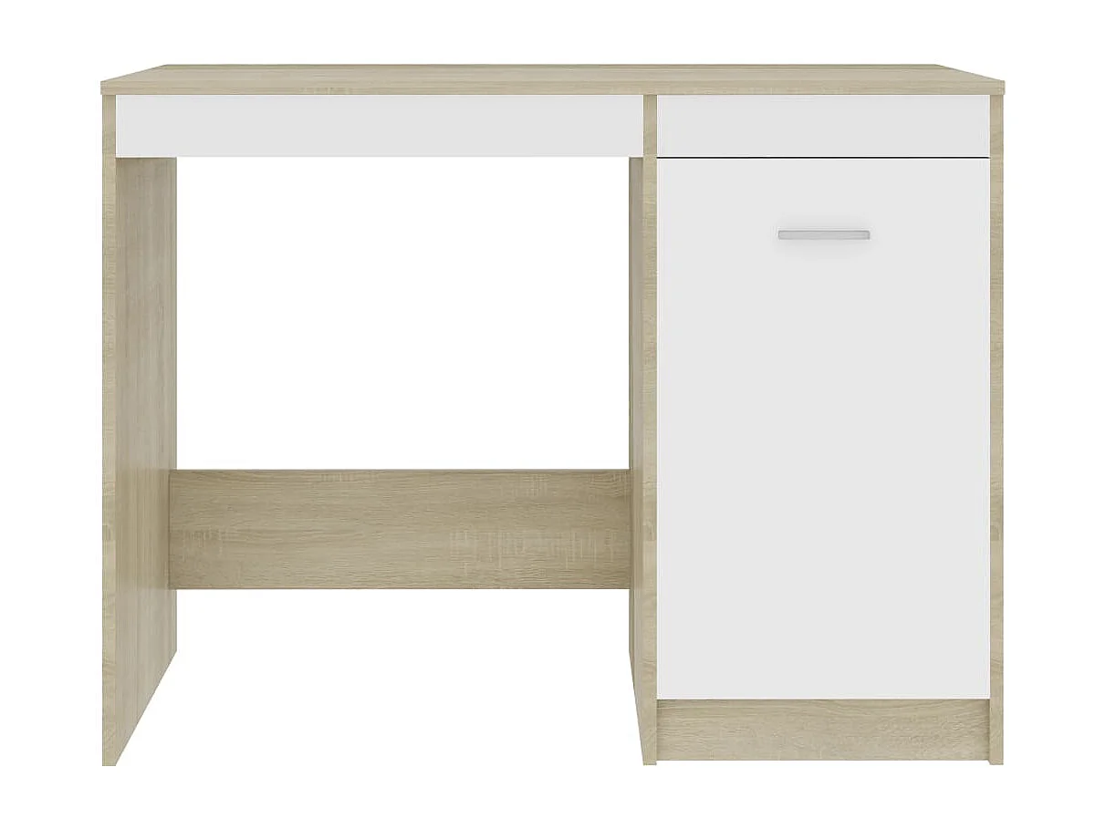Bureau Blanc et chêne sonoma 100x50x76 cm Aggloméré