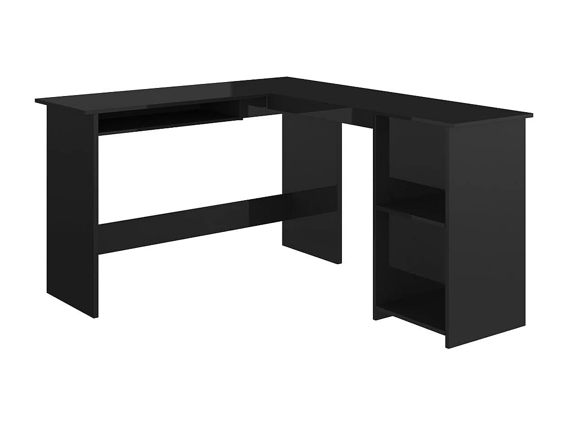 Eckschreibtisch in L-Form Hochglanz-Schwarz 120×140×75 cm