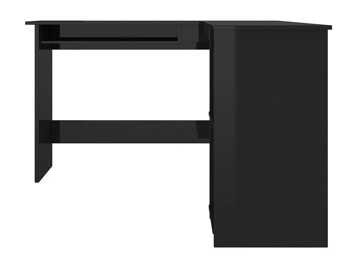 Eckschreibtisch in L-Form Hochglanz-Schwarz 120×140×75 cm