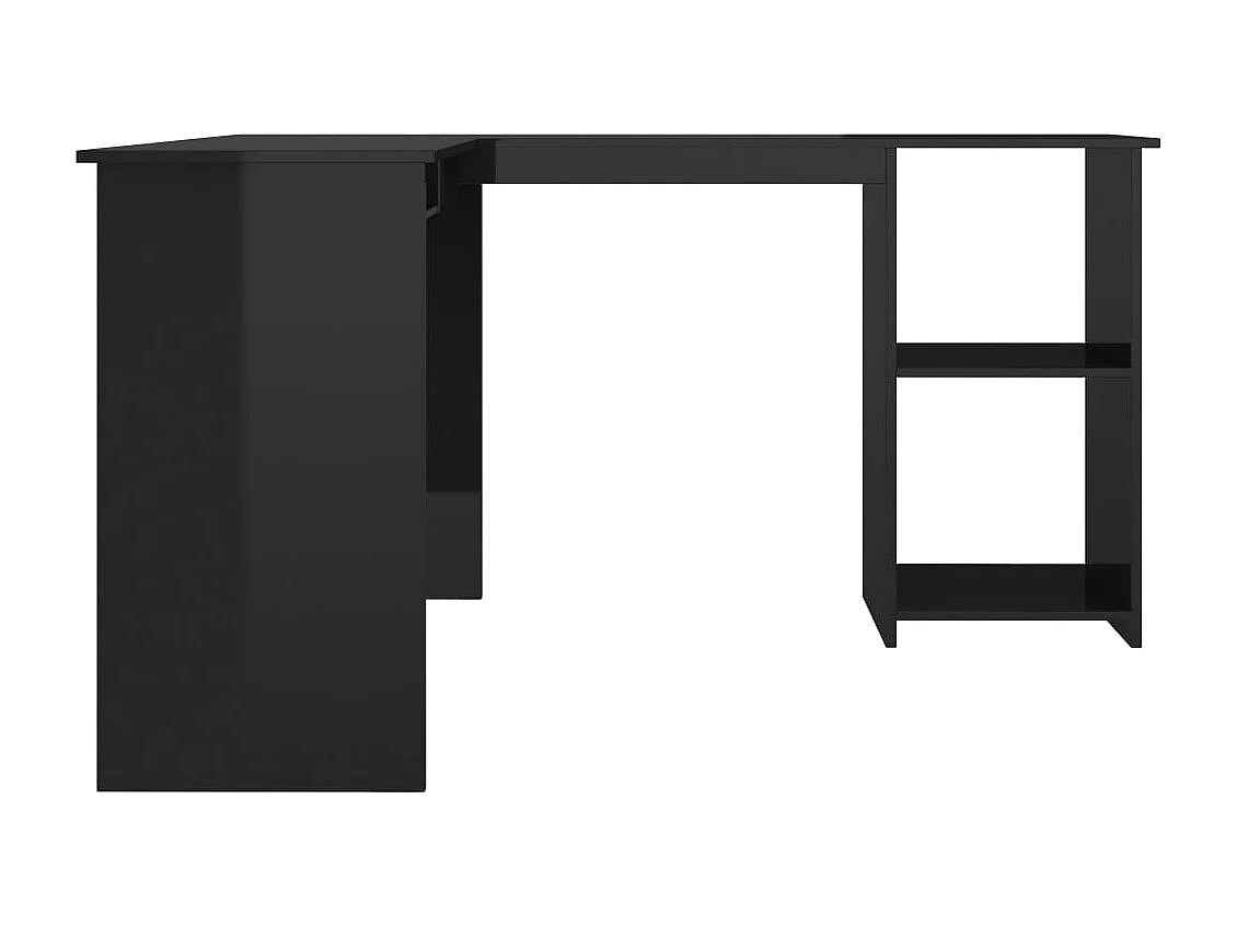 Eckschreibtisch in L-Form Hochglanz-Schwarz 120×140×75 cm