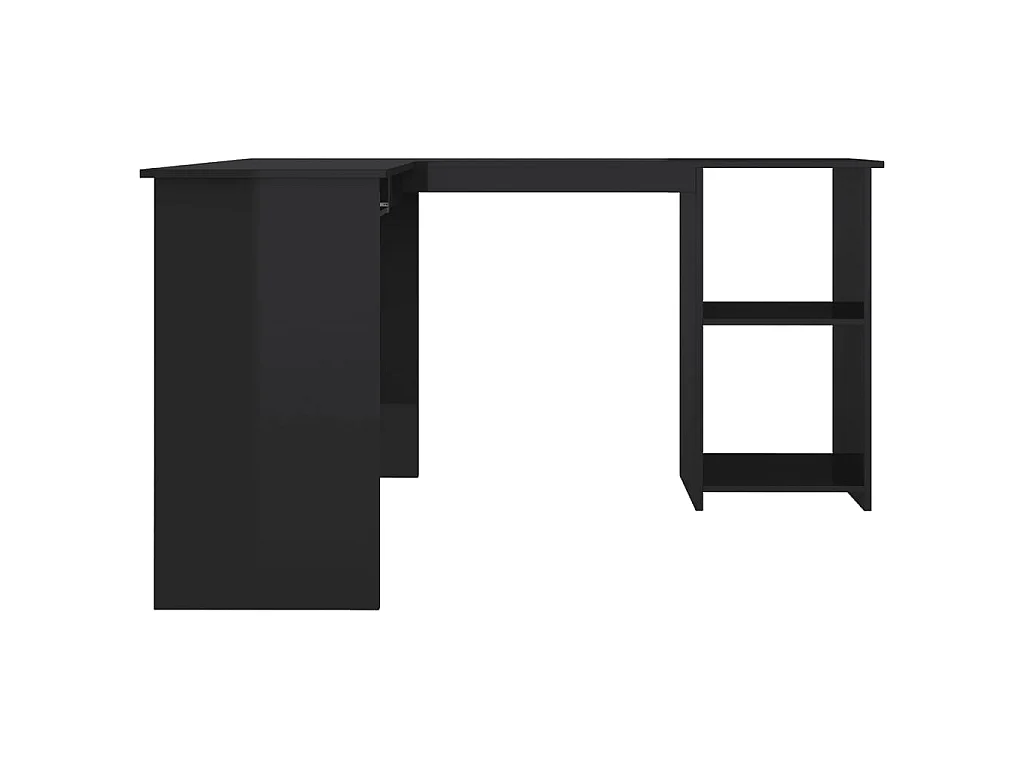 Scrivania Angolare a L Nero Lucido 120x140x75cm Multistrato