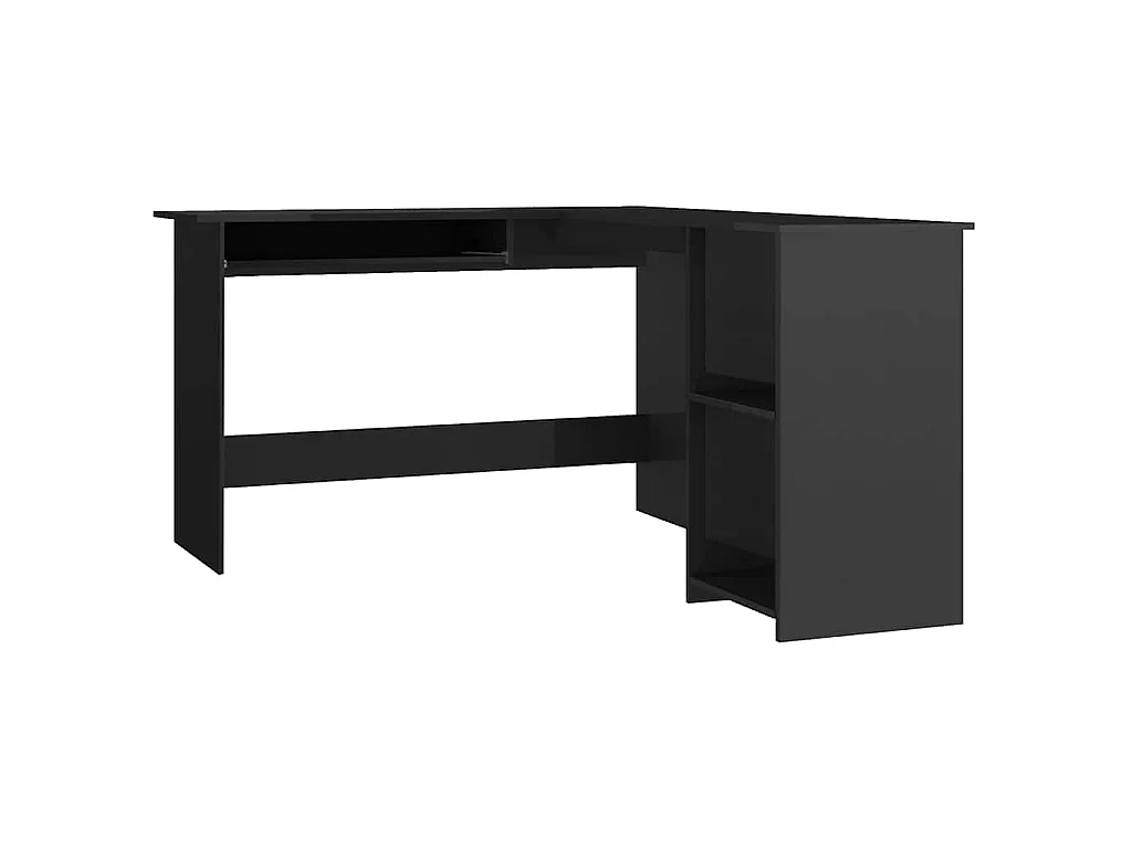 Scrivania Angolare a L Nero Lucido 120x140x75cm Multistrato