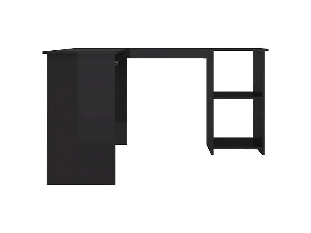 Scrivania Angolare a L Nero Lucido 120x140x75cm Multistrato