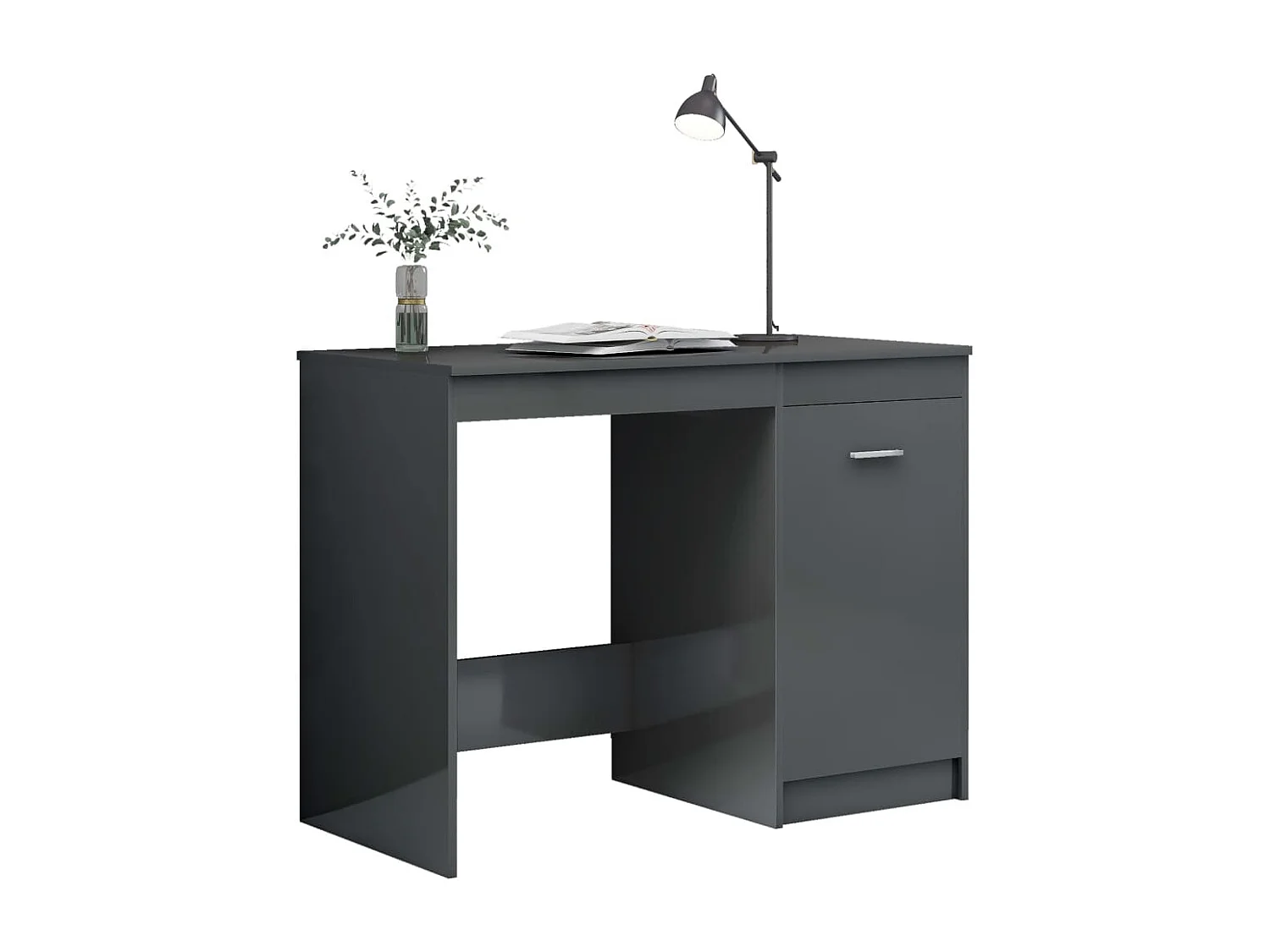 Schreibtisch Hochglanz-Grau 100x50x76 cm Holzwerkstoff