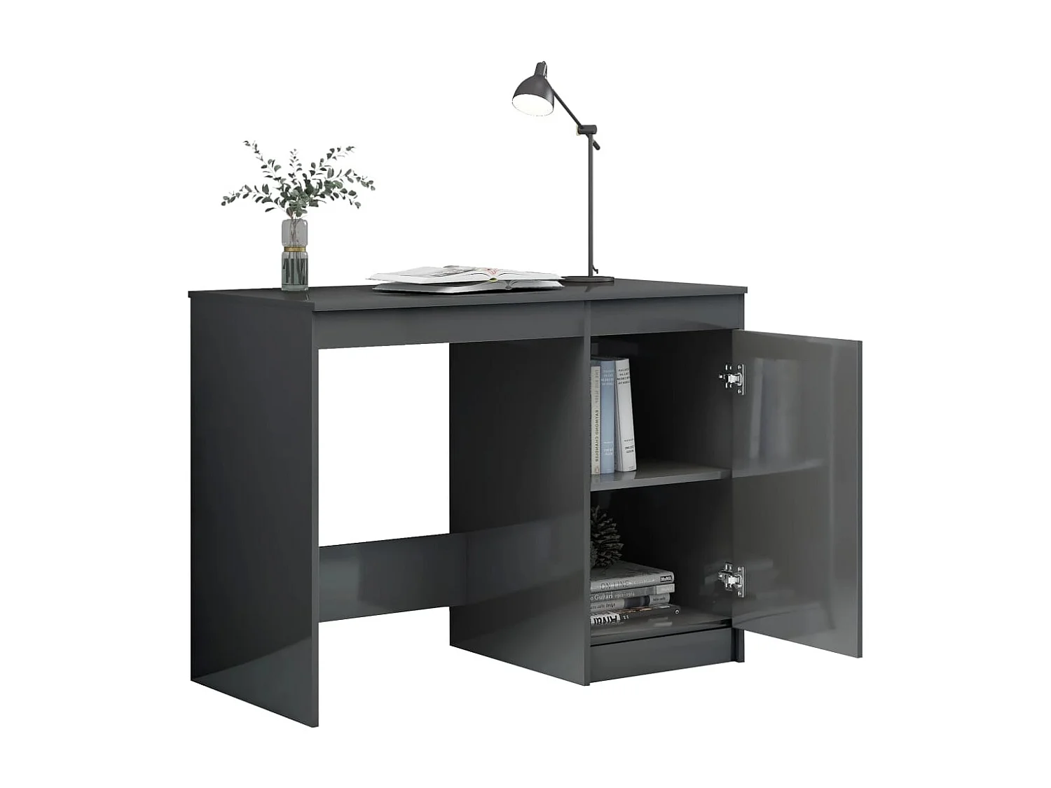 Schreibtisch Hochglanz-Grau 100x50x76 cm Holzwerkstoff