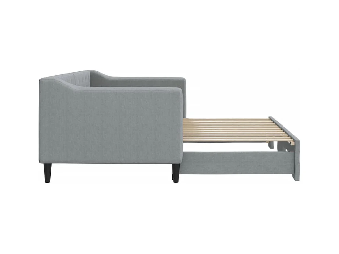 Lit de jour avec gigogne sans matelas gris clair 80x200 cm