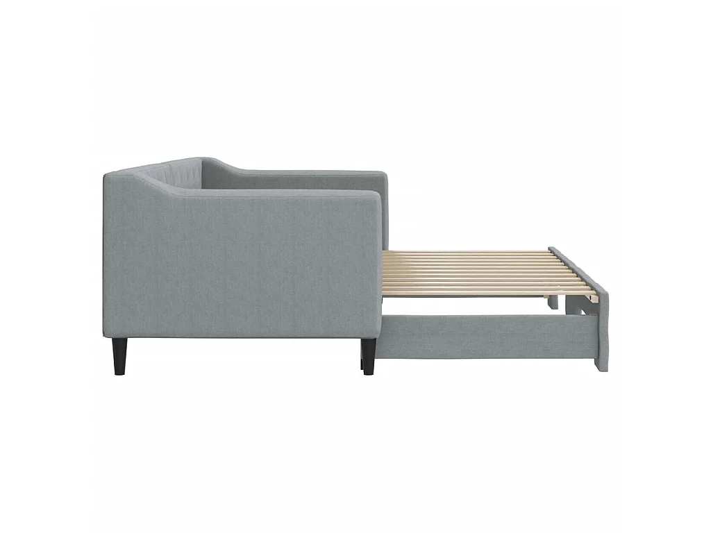 Lit de jour avec gigogne sans matelas gris clair 80x200 cm