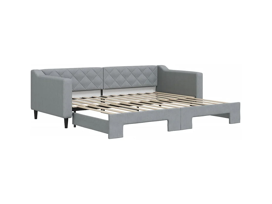 Slaapbank met onderschuifbed 90x200 cm stof lichtgrijs