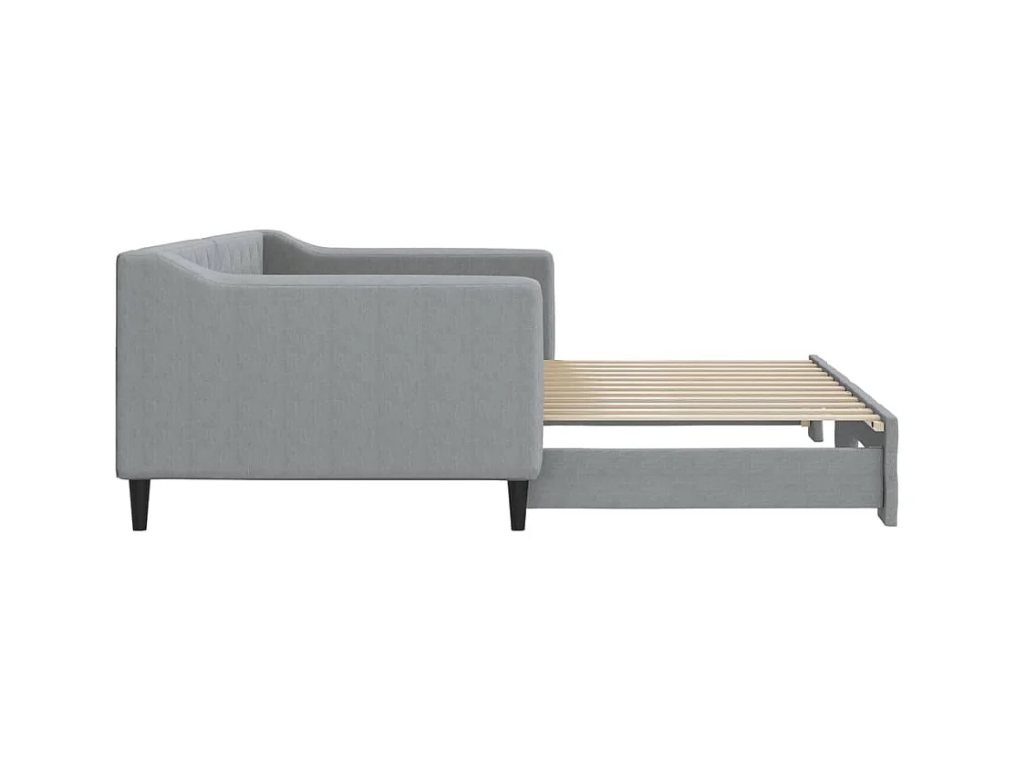 Slaapbank met onderschuifbed 90x200 cm stof lichtgrijs
