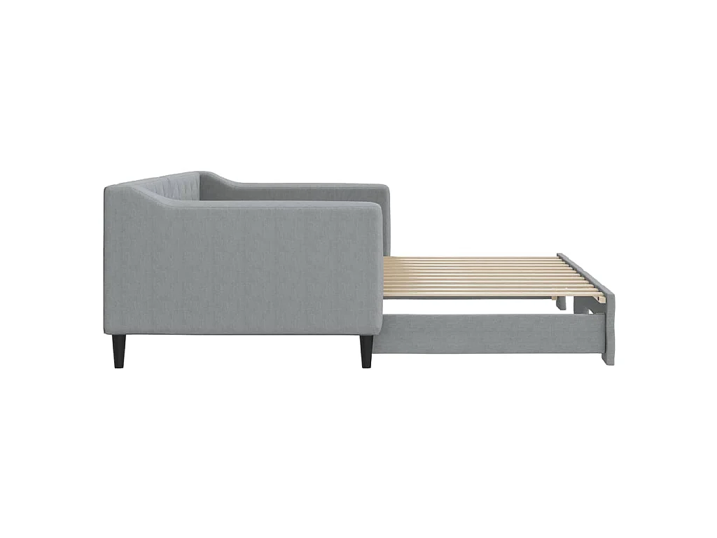 Lit de jour avec gigogne sans matelas gris clair 90x200 cm