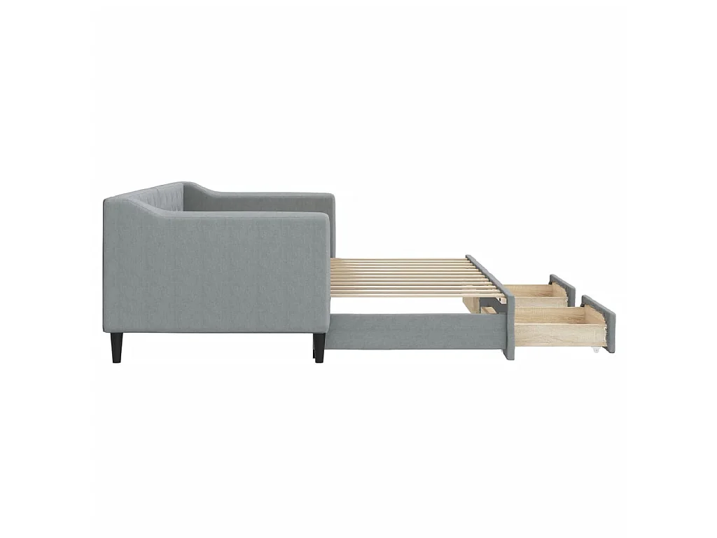 Divano Letto Estraibile Cassetti Grigio Chiaro 80x200cm Tessuto