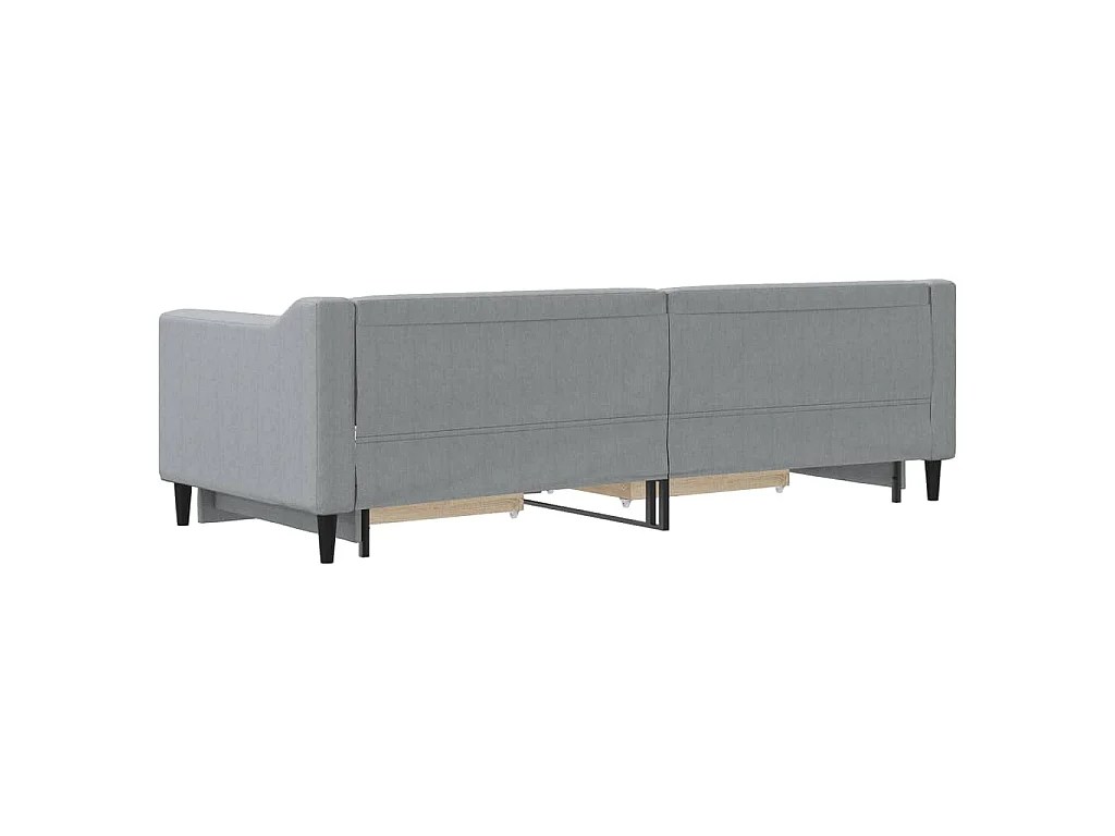 Divano Letto Estraibile Cassetti Grigio Chiaro 80x200cm Tessuto