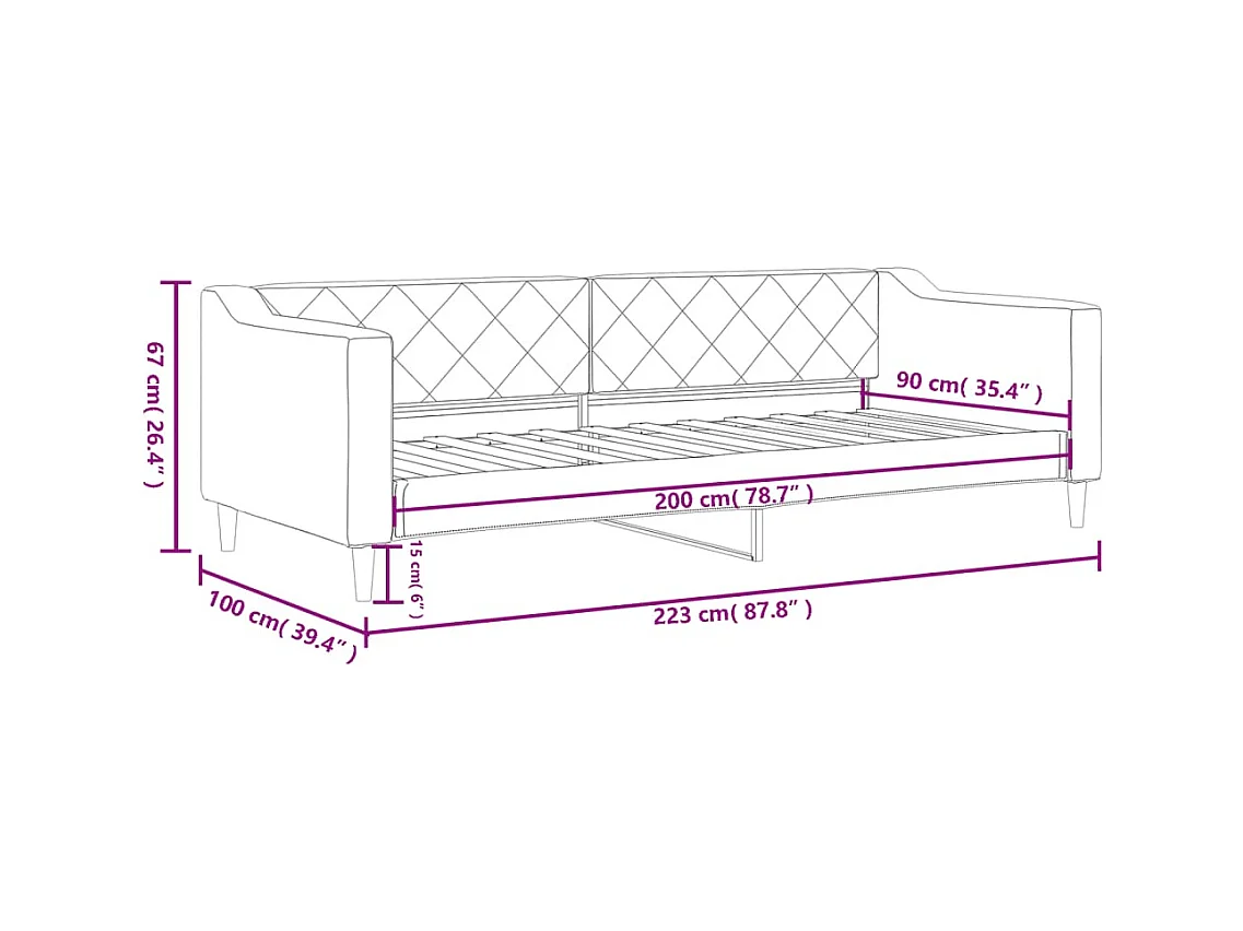 Lit de repos sans matelas gris clair 90x200 cm tissu