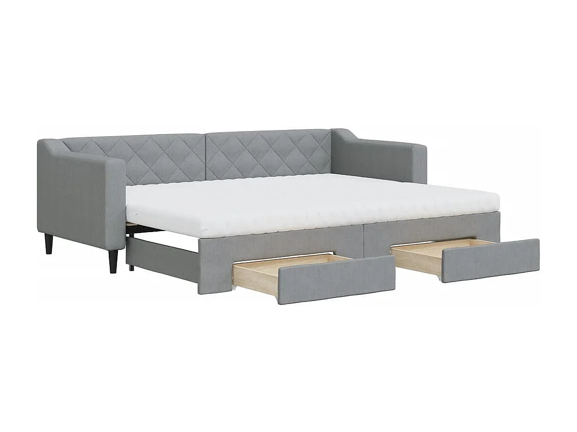 Sofá cama nido con cajones tela gris claro 80x200 cm