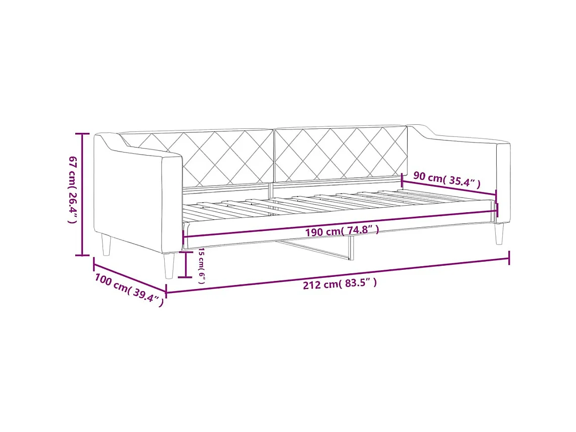 Lit de repos sans matelas gris clair 90x190 cm tissu