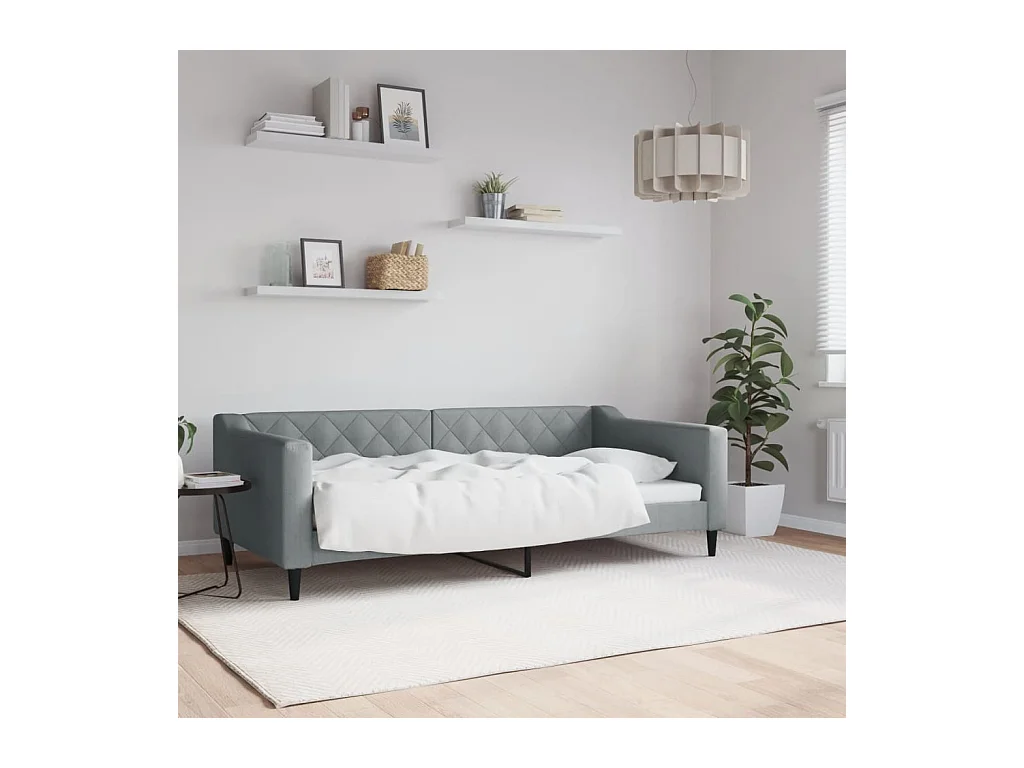 Lit de repos sans matelas gris clair 90x190 cm tissu