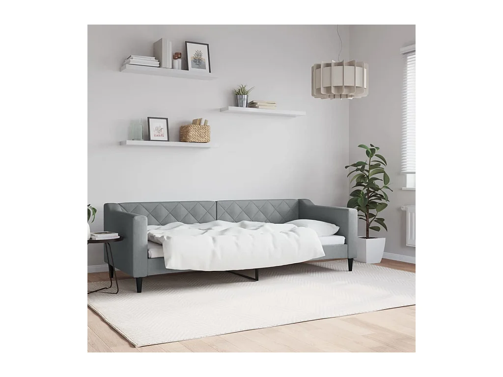 Lit de repos sans matelas gris clair 80x200 cm tissu