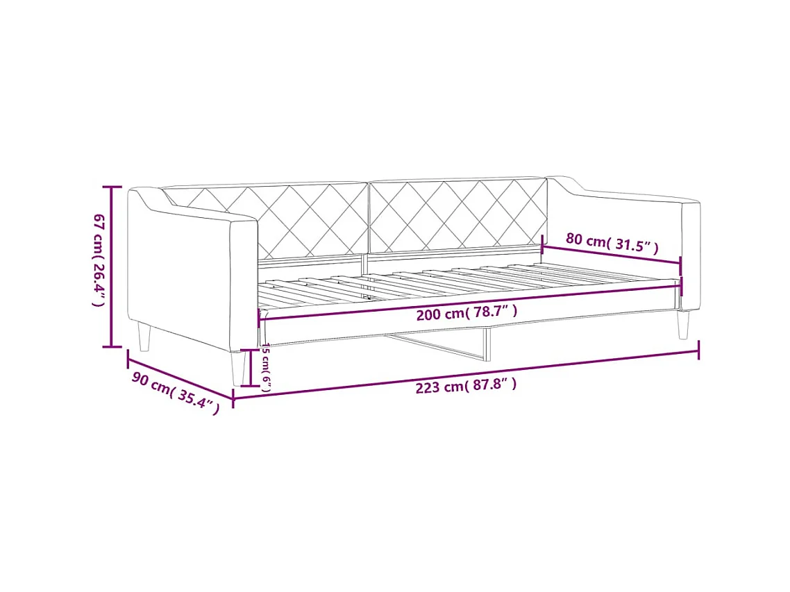 Lit de repos sans matelas gris clair 80x200 cm tissu