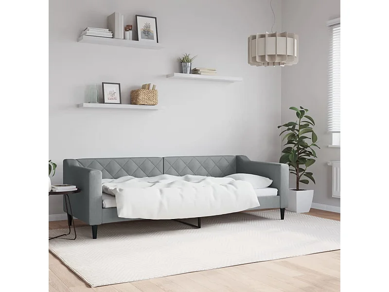 Letto da Giorno Grigio Chiaro 80x200 cm in Tessuto