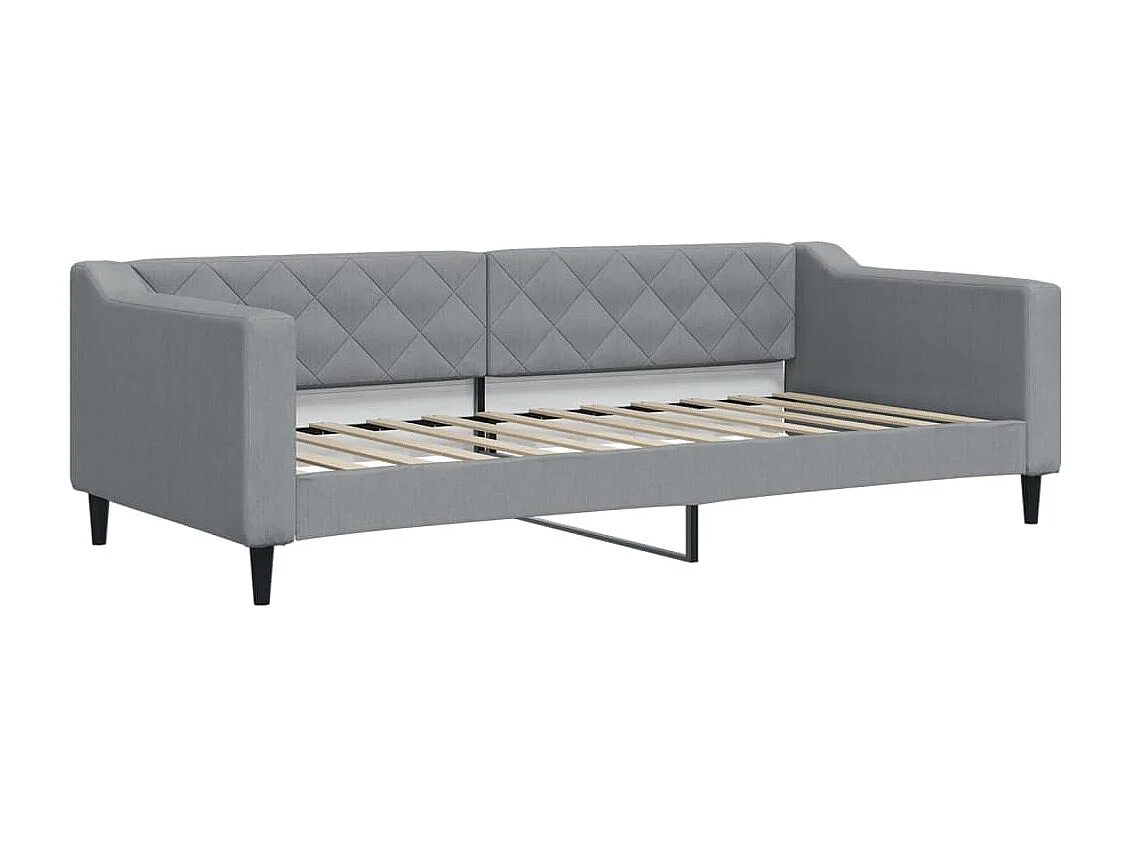 Lit de jour avec gigogne et matelas gris clair 90x200 cm tissu