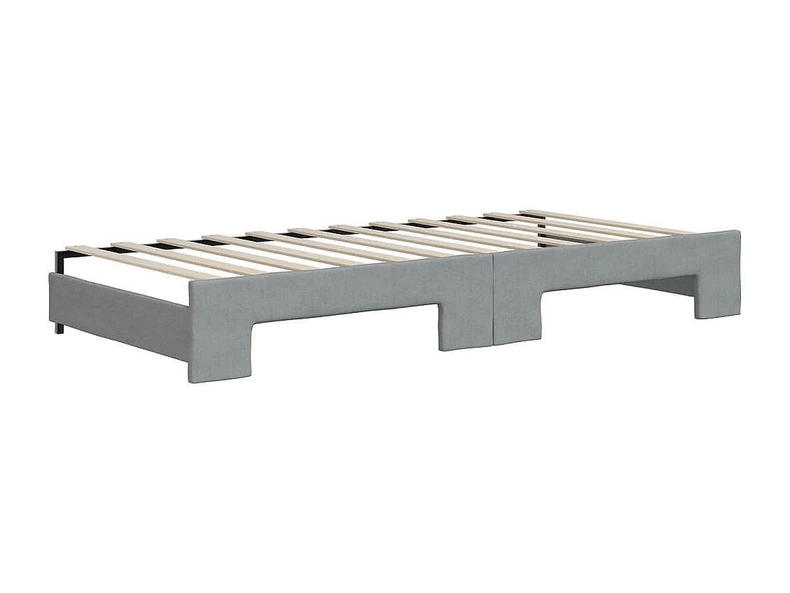 Lit de jour avec gigogne et matelas gris clair 90x200 cm tissu