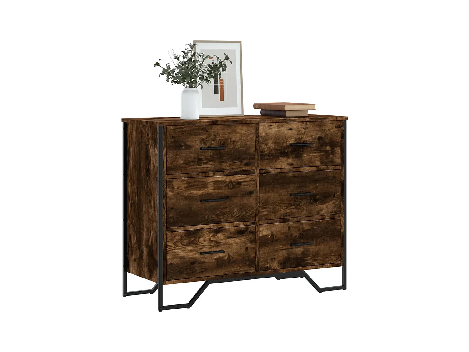 Commode chêne fumé 91x35,5x74,5 cm bois d'ingénierie