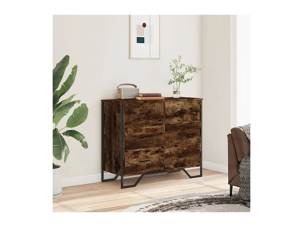 Commode chêne fumé 91x35,5x74,5 cm bois d'ingénierie