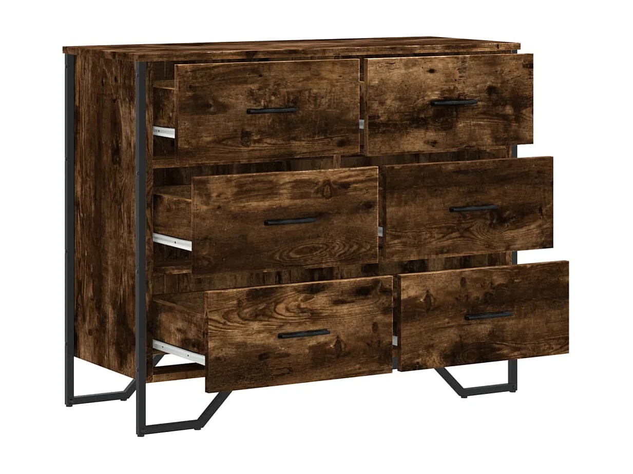 Commode chêne fumé 91x35,5x74,5 cm bois d'ingénierie