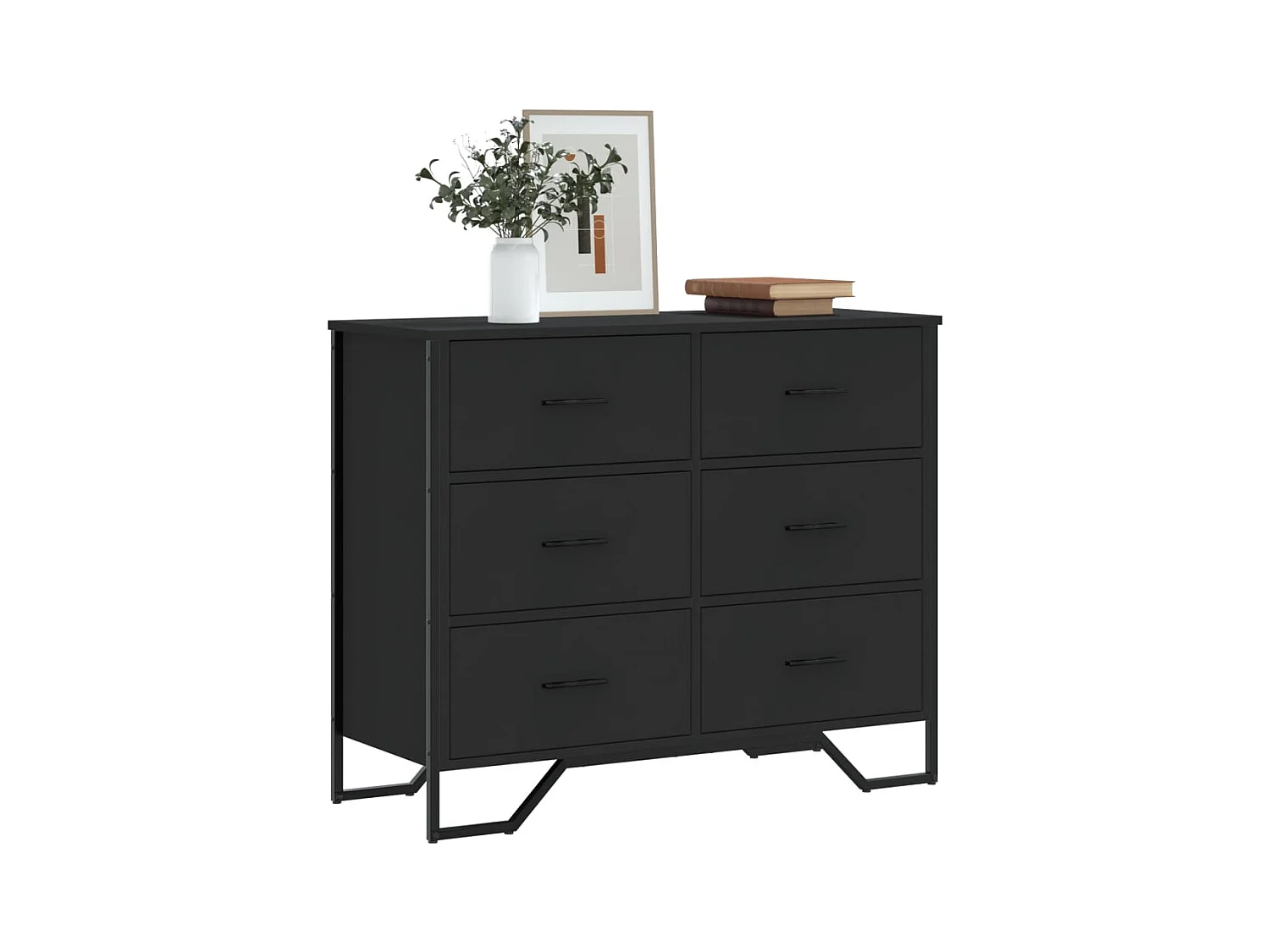 Commode noir 91x35,5x74,5 cm bois d'ingénierie