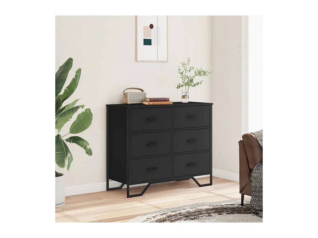 Commode noir 91x35,5x74,5 cm bois d'ingénierie