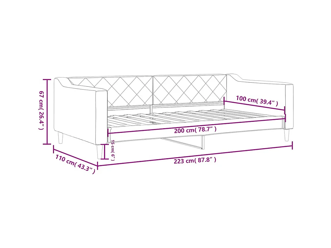 Lit de repos gris foncé 100x200 cm tissu
