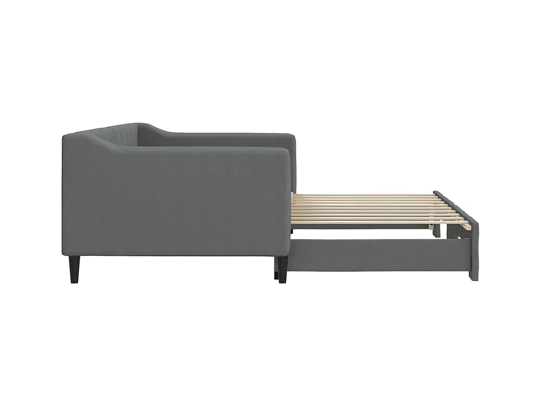 Lit de jour avec gigogne sans matelas gris foncé 90x190 cm