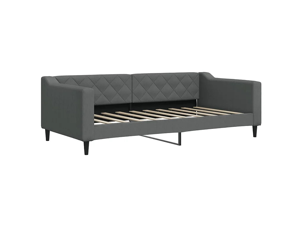 Lit de jour avec gigogne sans matelas gris foncé 90x190 cm