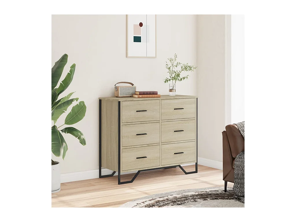 Commode chêne sonoma 91x35,5x74,5 cm bois d'ingénierie