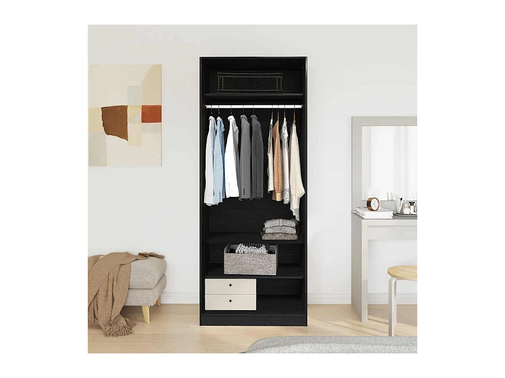 Armoire Chêne Noir 80 x 50 x 200 cm Bois d'ingénierie