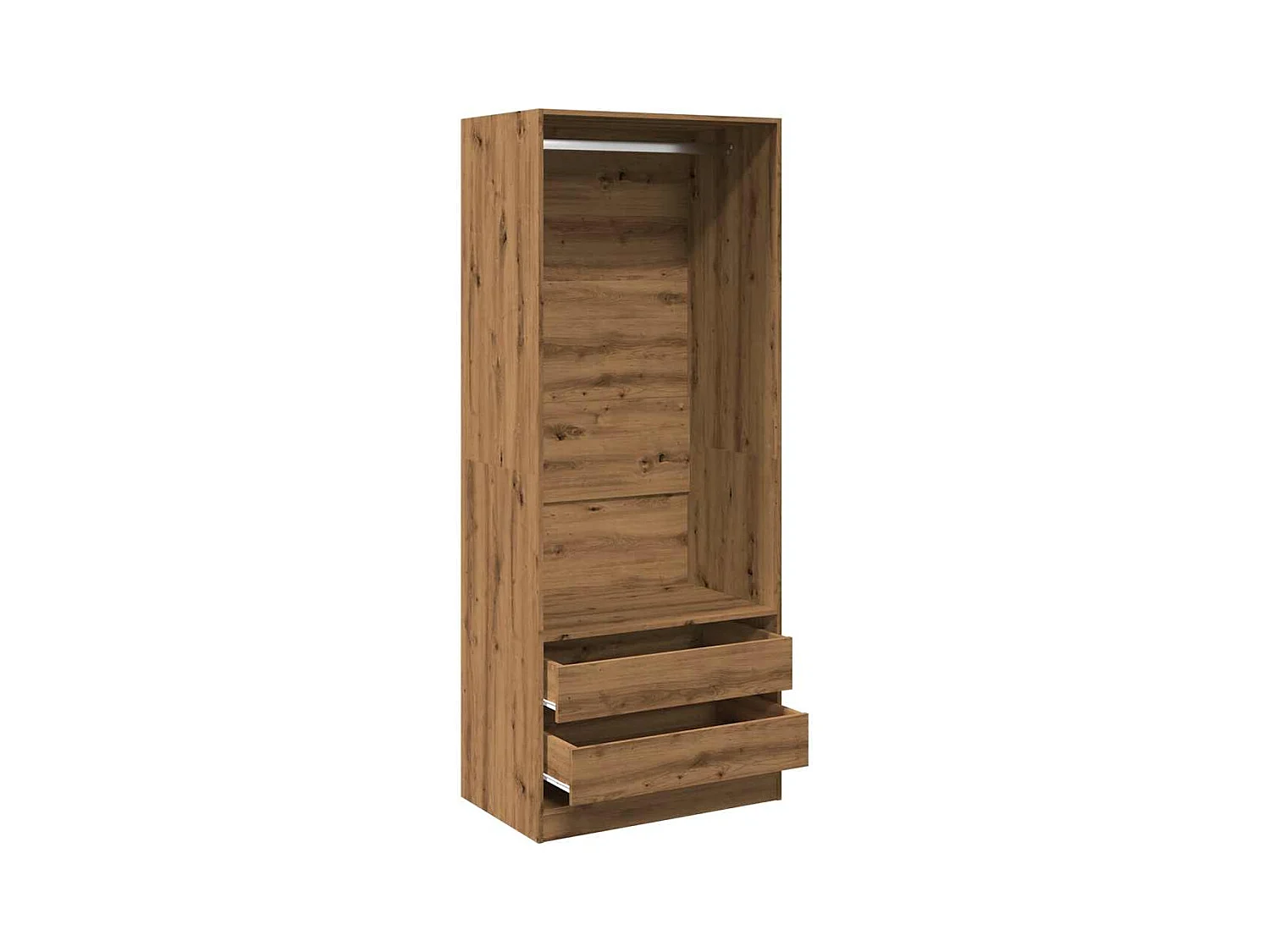 Kledingkast 80x50x200 cm bewerkt hout artisanaal eikenkleur