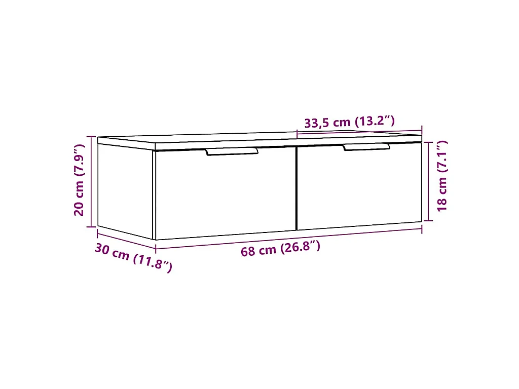 Armario de pared madera de ingeniería envejecida 68x30x20 cm