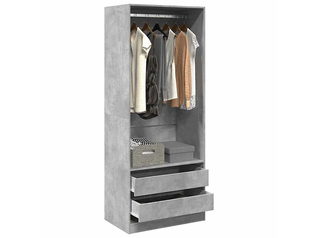 Armadio Grigio Cemento 80x50x200 cm in Legno Multistrato