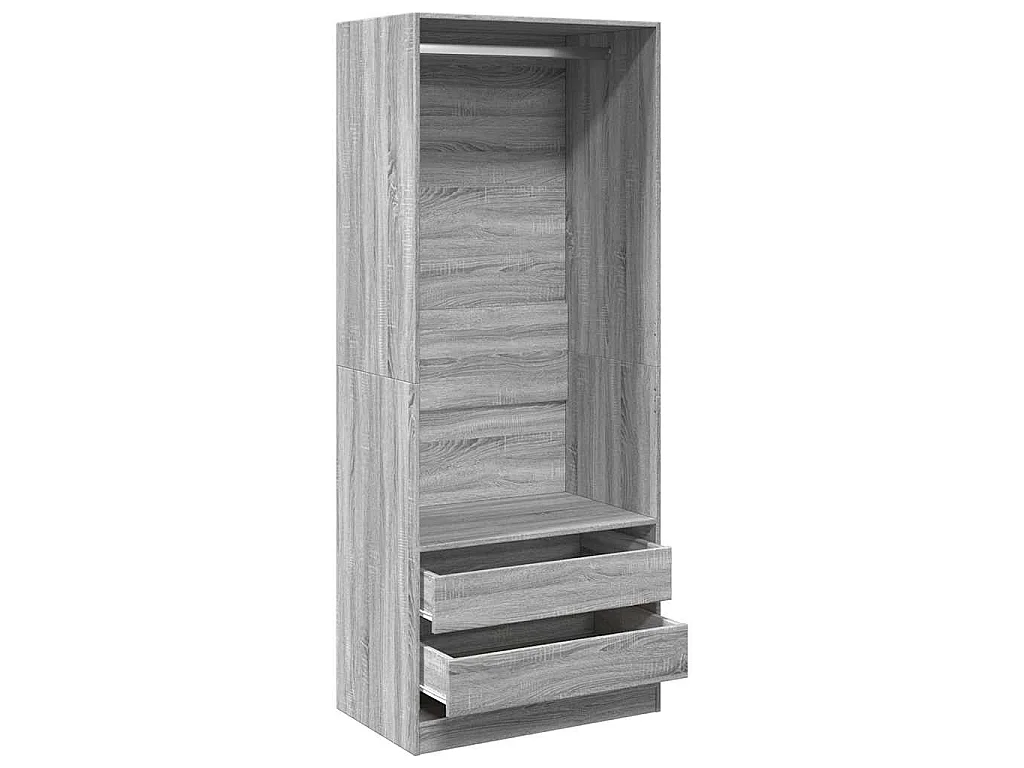Armadio Grigio Sonoma 80x50x200 cm in Legno Multistrato