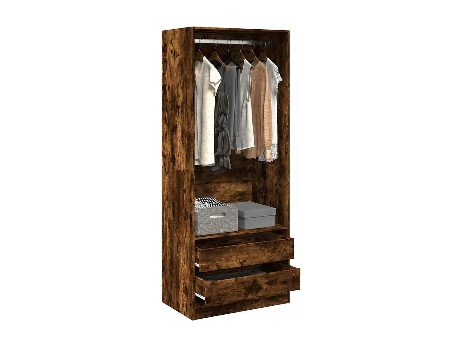 Kledingkast 80x50x200 cm bewerkt hout gerookt eikenkleurig