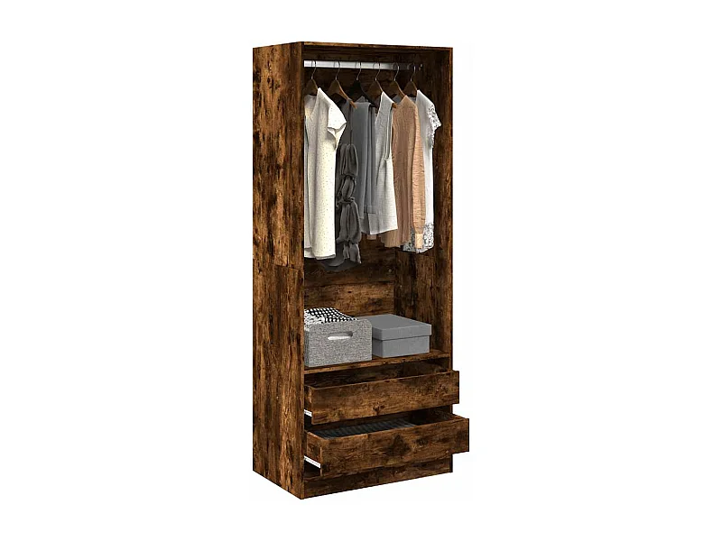 Kledingkast 80x50x200 cm bewerkt hout gerookt eikenkleurig