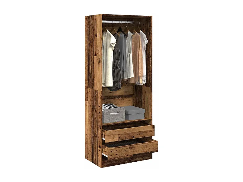 Kledingkast 80x50x200 cm bewerkt hout oud hout